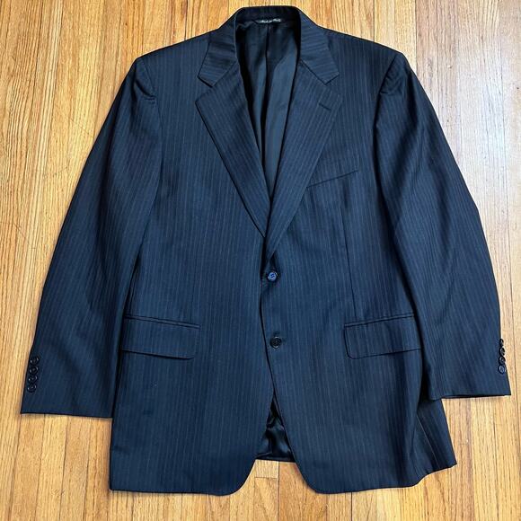 Canali Blazer Mens 42 Dark Grey Stripe Wool Sport Coat Italy